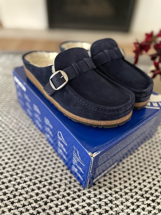 Birkenstock Shoes - Birkenstock Buckley Shearling Navy Blue Clog Mule Size 40 Women